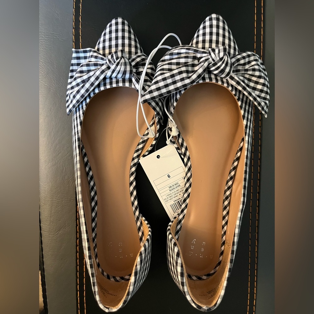 A New Day Plaid Bow Flat Shoes